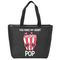 You Make My Heart Pop Funny Popcorn Zip Tote Bag