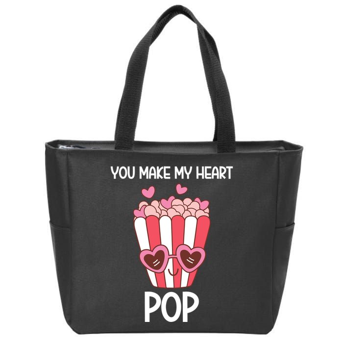 You Make My Heart Pop Funny Popcorn Zip Tote Bag