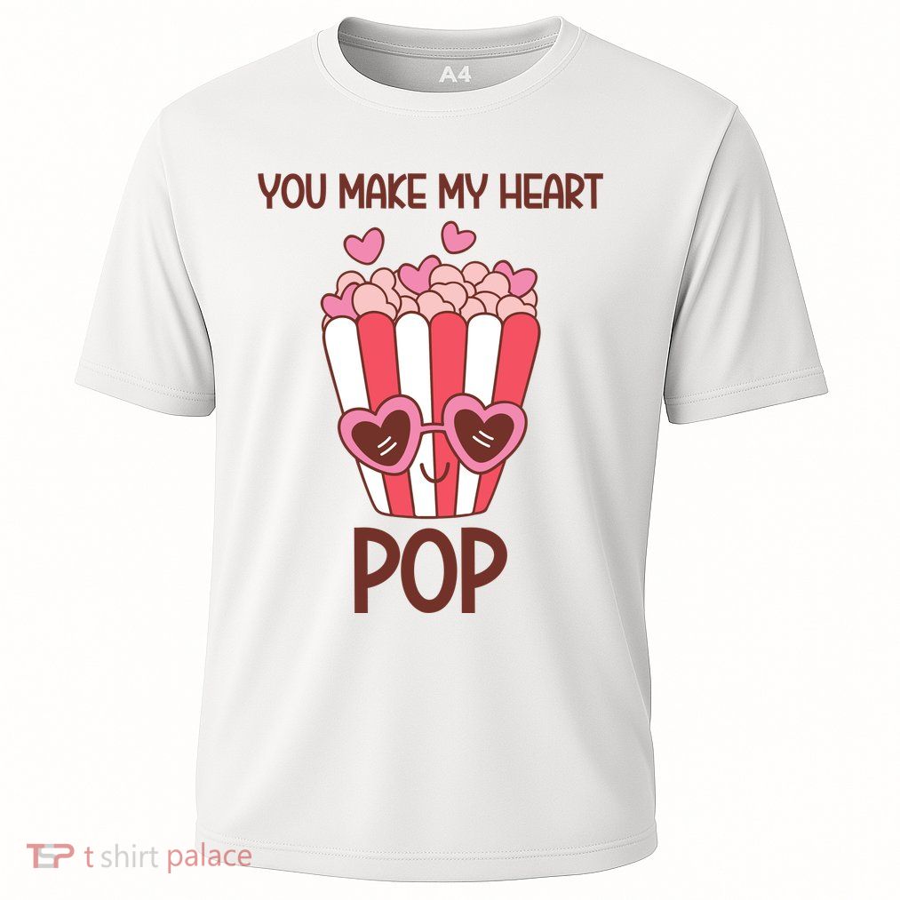 You Make My Heart Pop Funny Popcorn Cooling Performance Crew T-Shirt