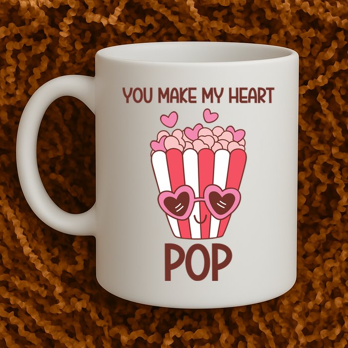You Make My Heart Pop Funny Popcorn Mug