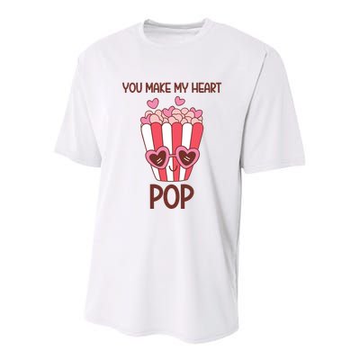 You Make My Heart Pop Funny Popcorn Youth Performance Sprint T-Shirt