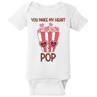 You Make My Heart Pop Funny Popcorn Baby Bodysuit
