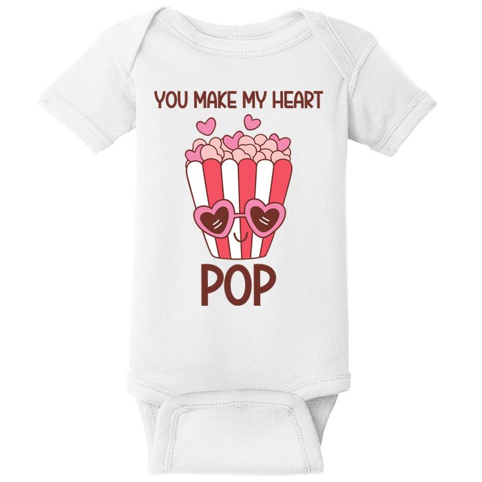 You Make My Heart Pop Funny Popcorn Baby Bodysuit