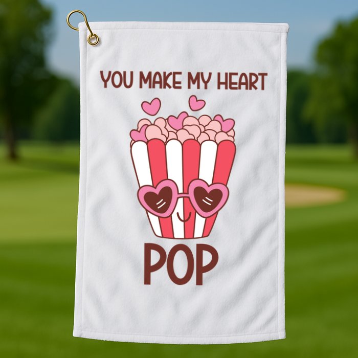 You Make My Heart Pop Funny Popcorn Golf Towel