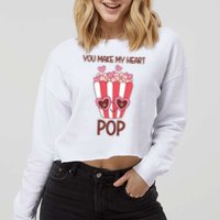 You Make My Heart Pop Funny Popcorn Cropped Pullover Crew