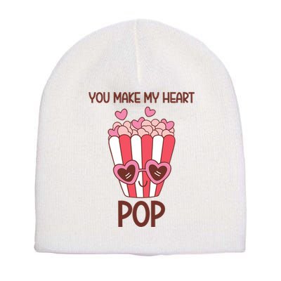 You Make My Heart Pop Funny Popcorn Short Acrylic Beanie
