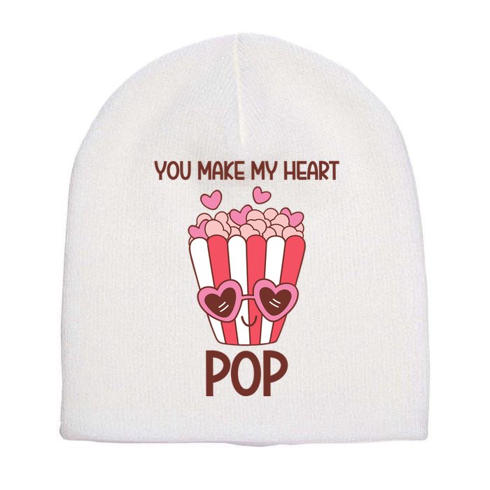 You Make My Heart Pop Funny Popcorn Short Acrylic Beanie
