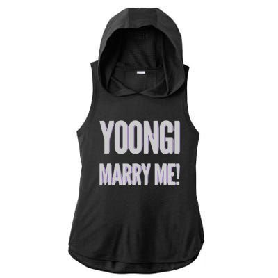 Yoongi Marry Me Ladies PosiCharge Tri-Blend Wicking Draft Hoodie Tank