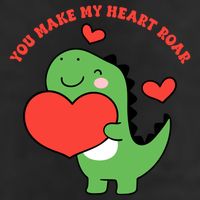 You Make My Heart Roar Valentines Day Cute Dinosaur 7 Panel Mesh Trucker Snapback Hat