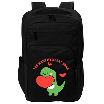 You Make My Heart Roar Valentines Day Cute Dinosaur Impact Tech Backpack