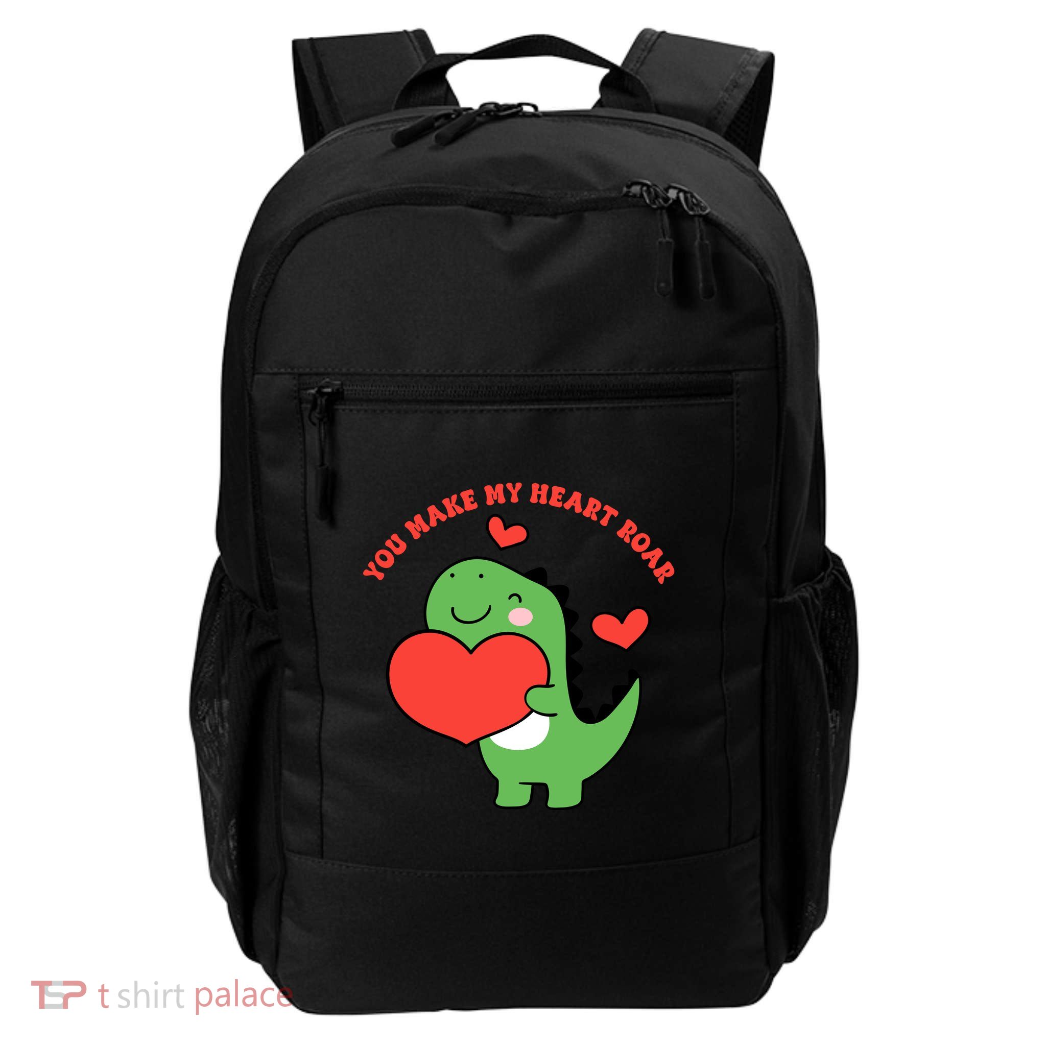 You Make My Heart Roar Valentines Day Cute Dinosaur Backpack