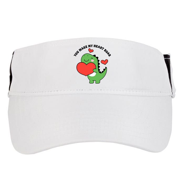 You Make My Heart Roar Valentines Day Cute Dinosaur Adult Drive Performance Visor