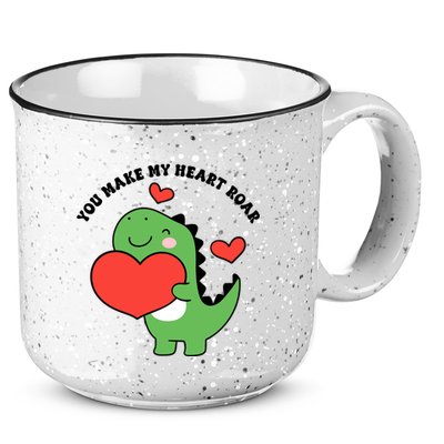 You Make My Heart Roar Valentines Day Cute Dinosaur 15oz Campfire Ceramic Mug