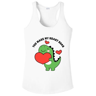 You Make My Heart Roar Valentines Day Cute Dinosaur Ladies PosiCharge Competitor Racerback Tank