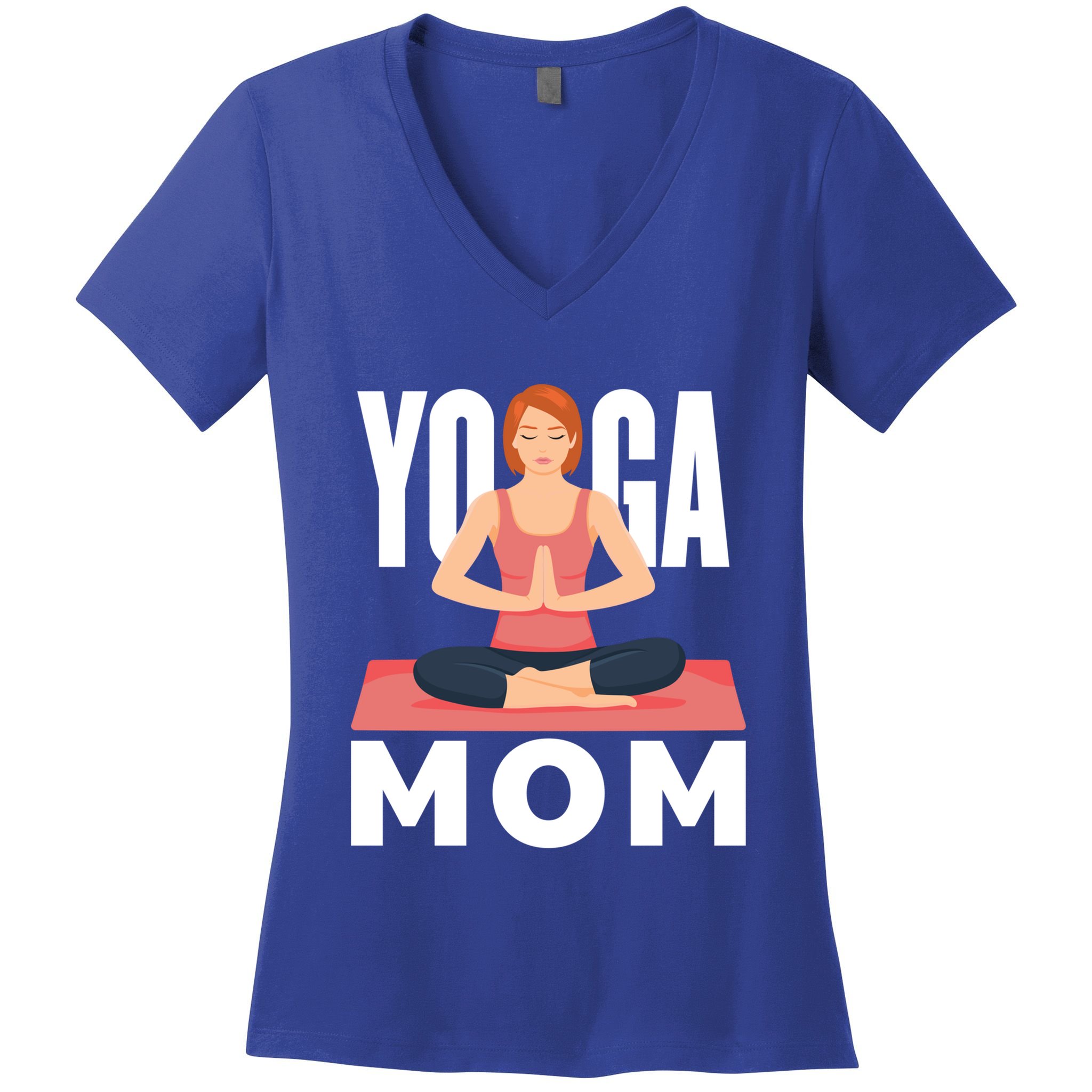 Yoga Mom Meditation Workout Exercise Fitness Mama Gift Women's V-Neck T-Shirt