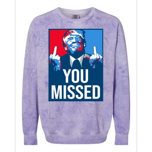 You Missed Middle Finger Donald Trump Usa Patriotic Colorblast Crewneck Sweatshirt