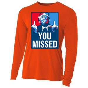 You Missed Middle Finger Donald Trump Usa Patriotic Cooling Performance Long Sleeve Crew