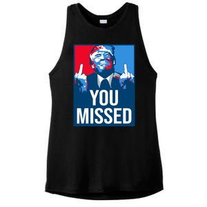 You Missed Middle Finger Donald Trump Usa Patriotic Ladies PosiCharge Tri-Blend Wicking Tank