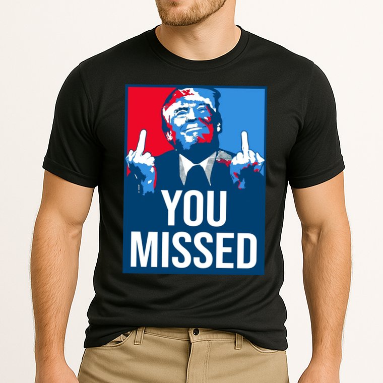 You Missed Middle Finger Donald Trump Usa Patriotic Cooling Performance Crew T-Shirt