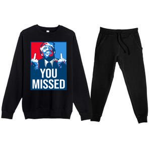 You Missed Middle Finger Donald Trump Usa Patriotic Premium Crewneck Sweatsuit Set