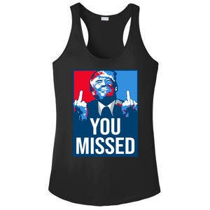 You Missed Middle Finger Donald Trump Usa Patriotic Ladies PosiCharge Competitor Racerback Tank