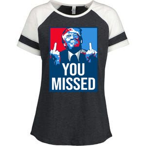 You Missed Middle Finger Donald Trump Usa Patriotic Enza Ladies Jersey Colorblock Tee