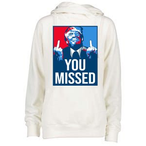 You Missed Middle Finger Donald Trump Usa Patriotic Womens Funnel Neck Pullover Hood