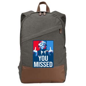 You Missed Middle Finger Donald Trump Usa Patriotic Cotton Canvas Backpack