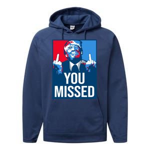 You Missed Middle Finger Donald Trump Usa Patriotic Performance Fleece Hoodie