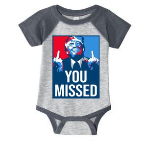 You Missed Middle Finger Donald Trump Usa Patriotic Infant Baby Jersey Bodysuit