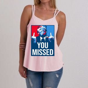 You Missed Middle Finger Donald Trump Usa Patriotic Women's Strappy Tank