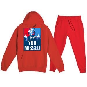 You Missed Middle Finger Donald Trump Usa Patriotic Premium Hooded Sweatsuit Set