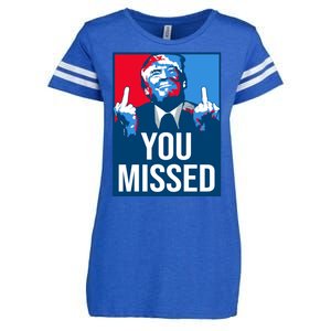 You Missed Middle Finger Donald Trump Usa Patriotic Enza Ladies Jersey Football T-Shirt