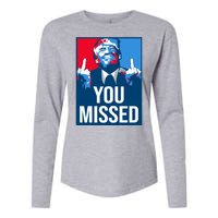 You Missed Middle Finger Donald Trump Usa Patriotic Womens Cotton Relaxed Long Sleeve T-Shirt