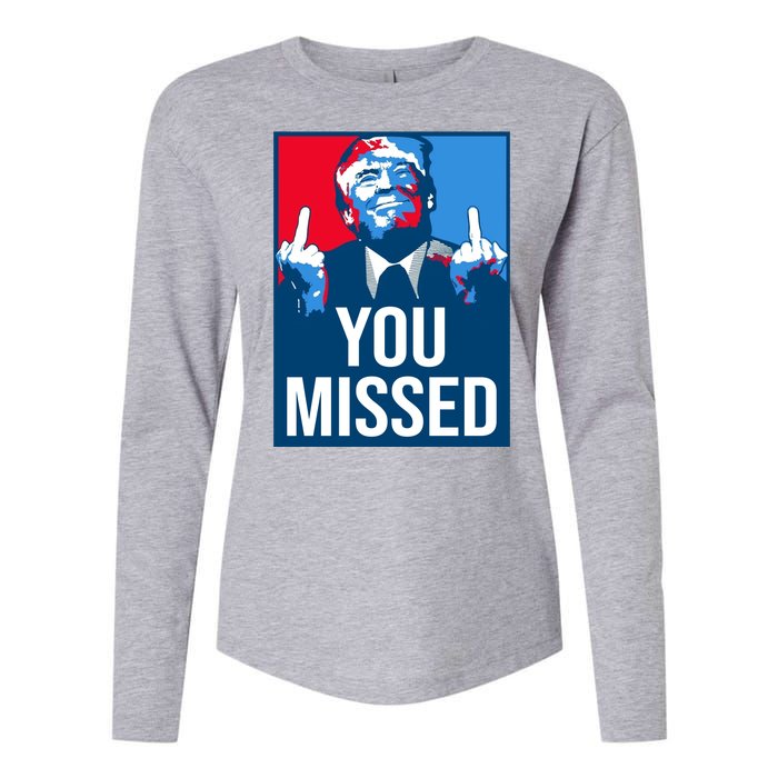 You Missed Middle Finger Donald Trump Usa Patriotic Womens Cotton Relaxed Long Sleeve T-Shirt