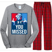 You Missed Middle Finger Donald Trump Usa Patriotic Long Sleeve Pajama Set