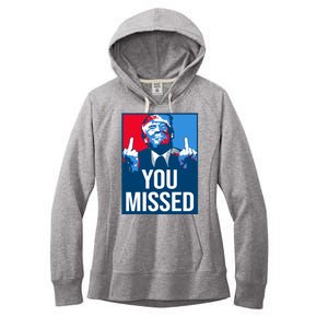 You Missed Middle Finger Donald Trump Usa Patriotic Women's Fleece Hoodie