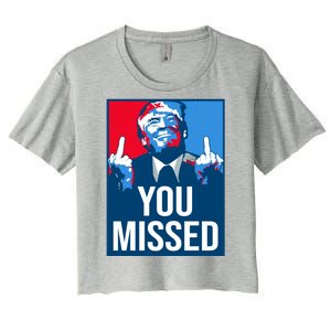 You Missed Middle Finger Donald Trump Usa Patriotic Women's Crop Top Tee