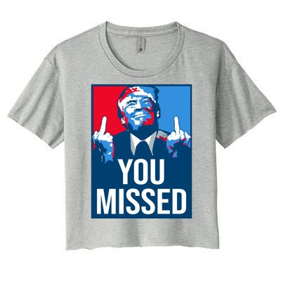 You Missed Middle Finger Donald Trump Usa Patriotic Women's Crop Top Tee