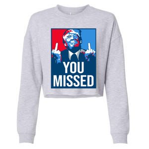 You Missed Middle Finger Donald Trump Usa Patriotic Cropped Pullover Crew