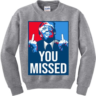 You Missed Middle Finger Donald Trump Usa Patriotic Kids Sweatshirt