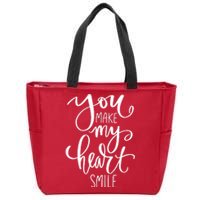 You Make My Heart Smile Cute Gift Zip Tote Bag