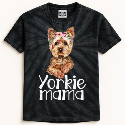 Yorkie Mama Mothers Day Yorkie Lover Owner Yorkie Dog Mom Kids Tie-Dye T-Shirt
