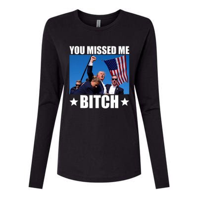 You Missed Me Bitch Trump 2024 Survived Election Rally Womens Cotton Relaxed Long Sleeve T-Shirt