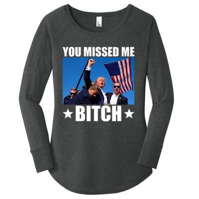 You Missed Me Bitch Trump 2024 Survived Election Rally Women's Perfect Tri Tunic Long Sleeve Shirt