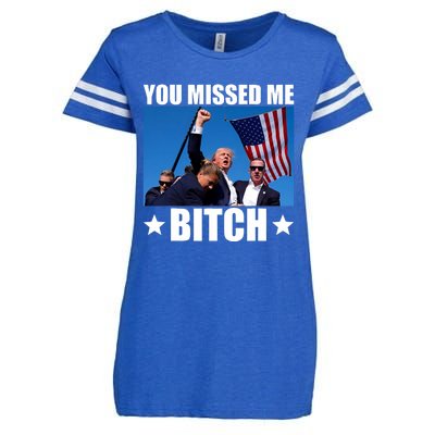 You Missed Me Bitch Trump 2024 Survived Election Rally Enza Ladies Jersey Football T-Shirt