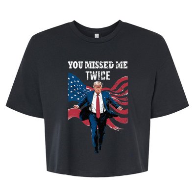 You Missed Me Twice Trump Missed Again Trump 2024 Us Flag Bella+Canvas Jersey Crop Tee