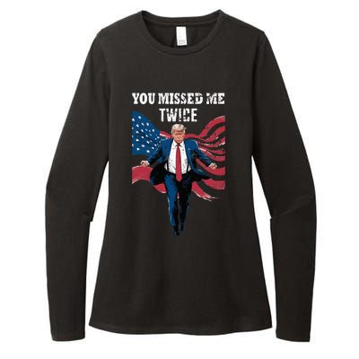 You Missed Me Twice Trump Missed Again Trump 2024 Us Flag Womens CVC Long Sleeve Shirt