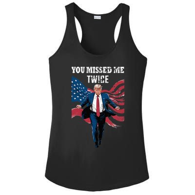 You Missed Me Twice Trump Missed Again Trump 2024 Us Flag Ladies PosiCharge Competitor Racerback Tank