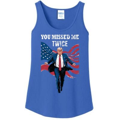 You Missed Me Twice Trump Missed Again Trump 2024 Us Flag Ladies Essential Tank